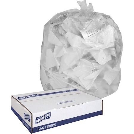 Genuine Joe Genuine Joe Can Liners, 30 Gallon, 0.6 mil, 30inx36in, Clear GJO01012
